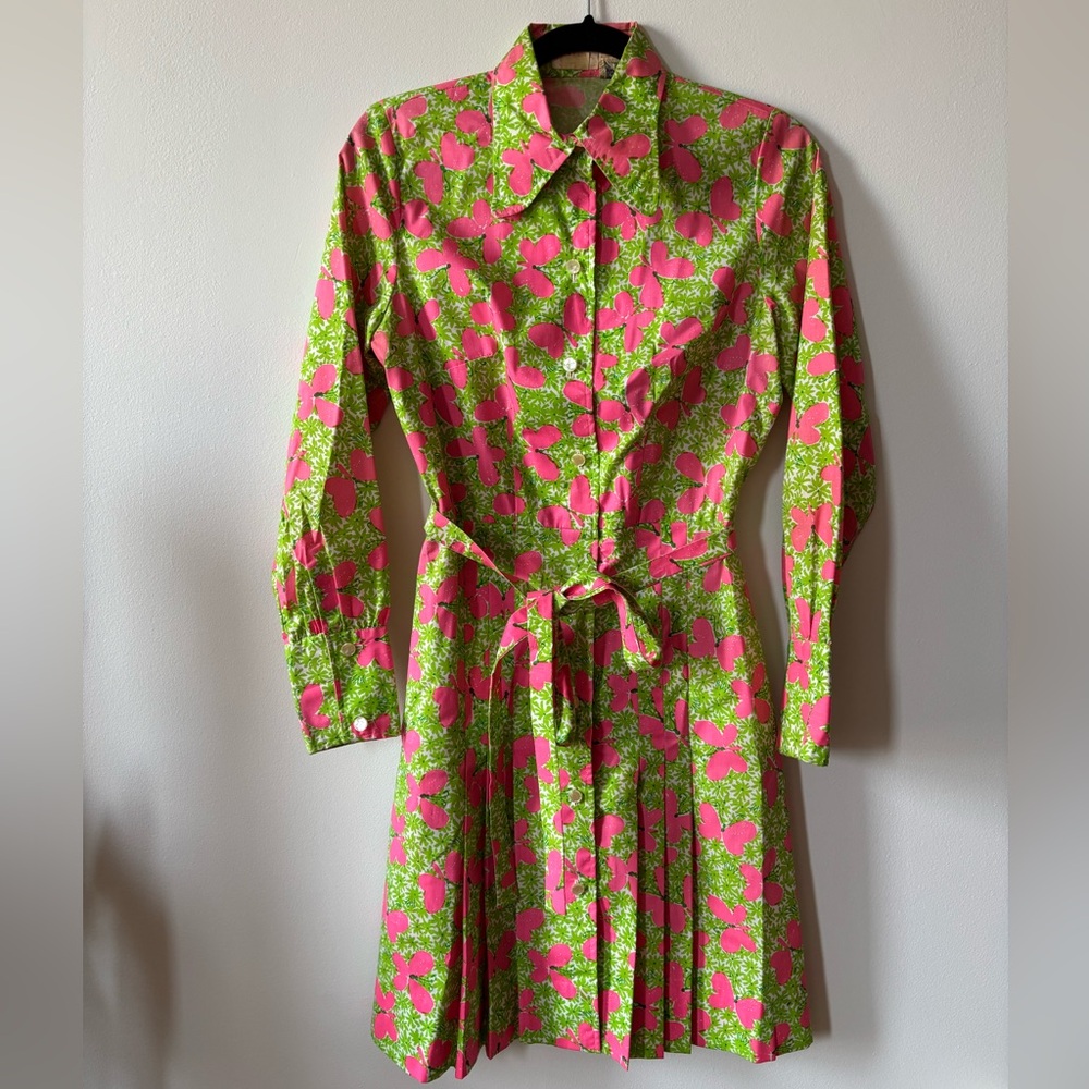 Vintage 1960’s Lilly Pulitzer Green Pink Shirt Dress
